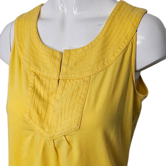 Lilly Pulitzer Womens Slit Front Tank Top Size XS Yellow Stitching Neckline - Picture 3 of 9